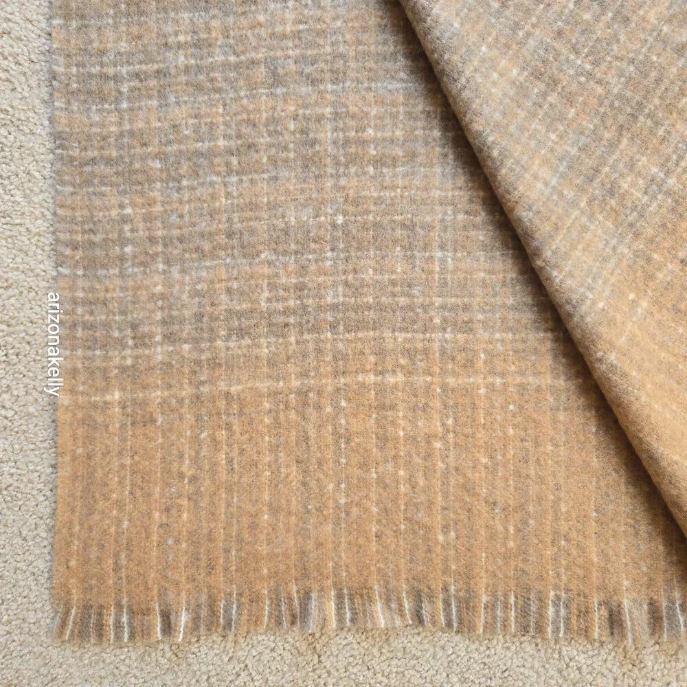 NWOT Wool Tweed Scarf Ralph Lauren Thick Tan